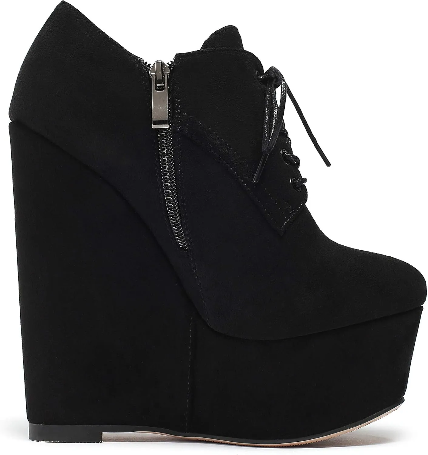 Eldof Women's Wedge Heel Ankle Bootie Sexy 6" Ankle Bootie High Wedge Heel Bootie Platform Lace Up Comfortable Boots
