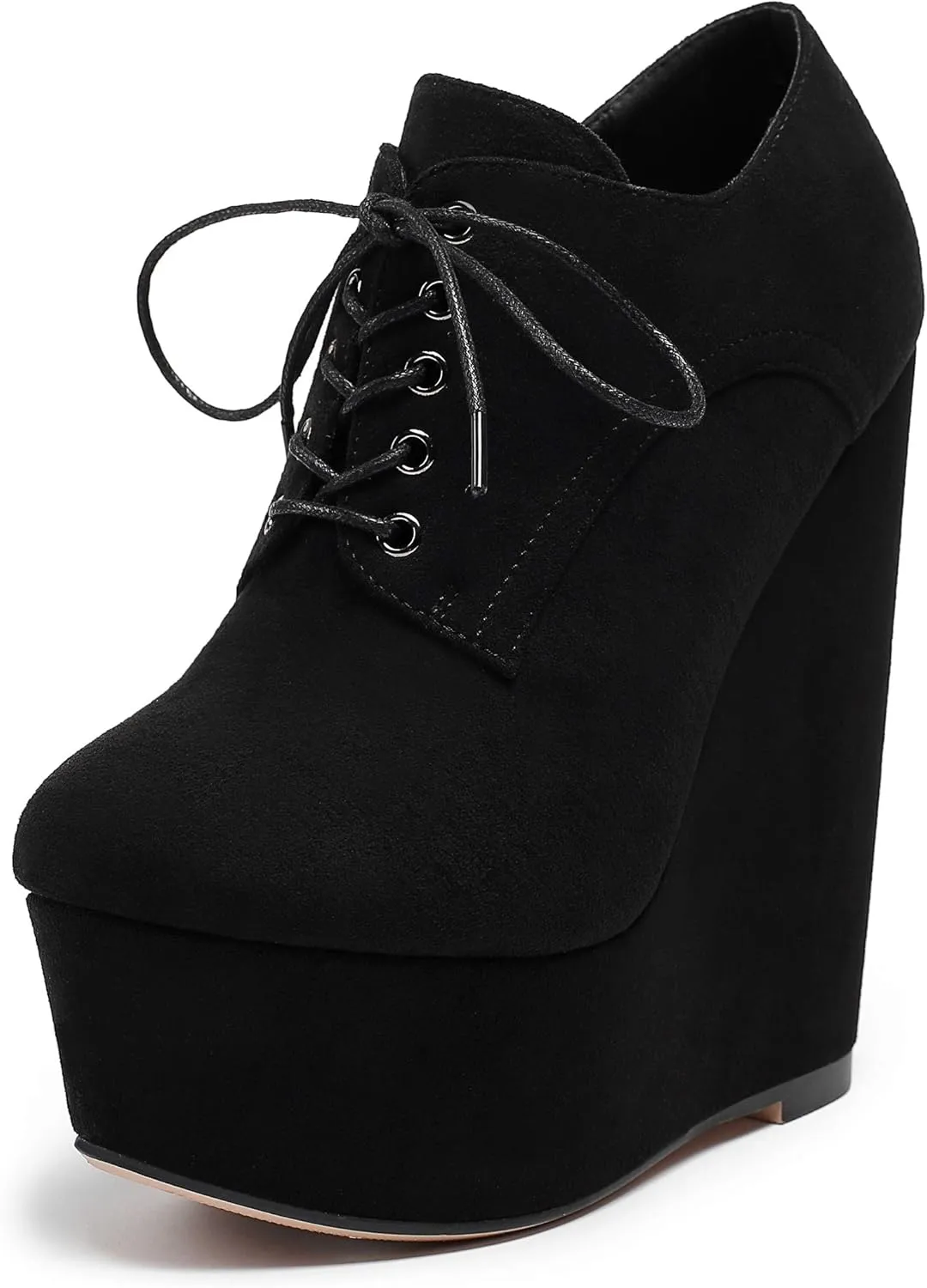 Eldof Women's Wedge Heel Ankle Bootie Sexy 6" Ankle Bootie High Wedge Heel Bootie Platform Lace Up Comfortable Boots