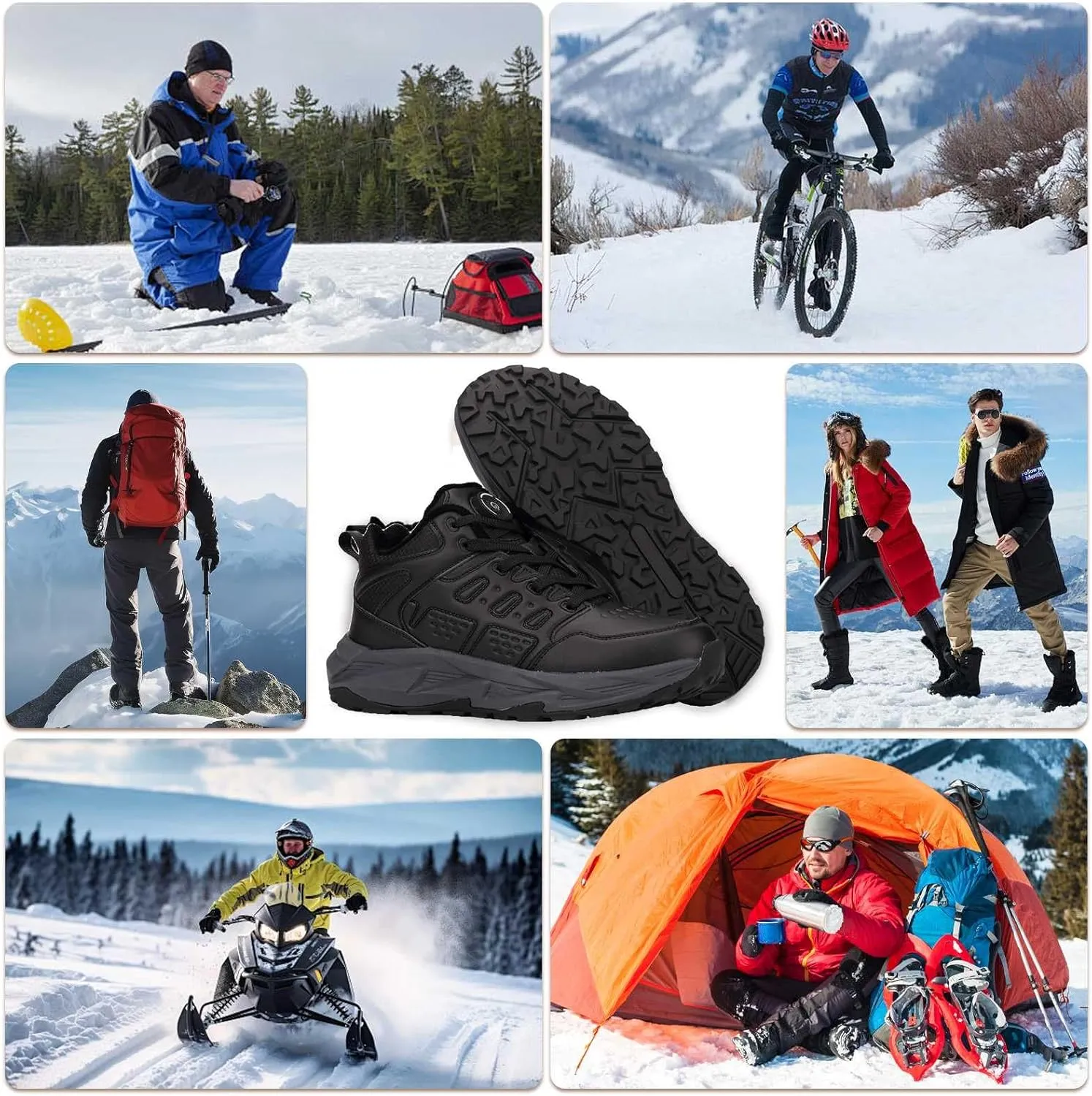 Electric Heated Shoes for Women Men - Rechargeable Heated Sneakers with 3 Heating Levels 4000mAh Battery Feet Warmers Non Slip Waterproof Heated Sports Shoes for Winter Outdoor Work Sports