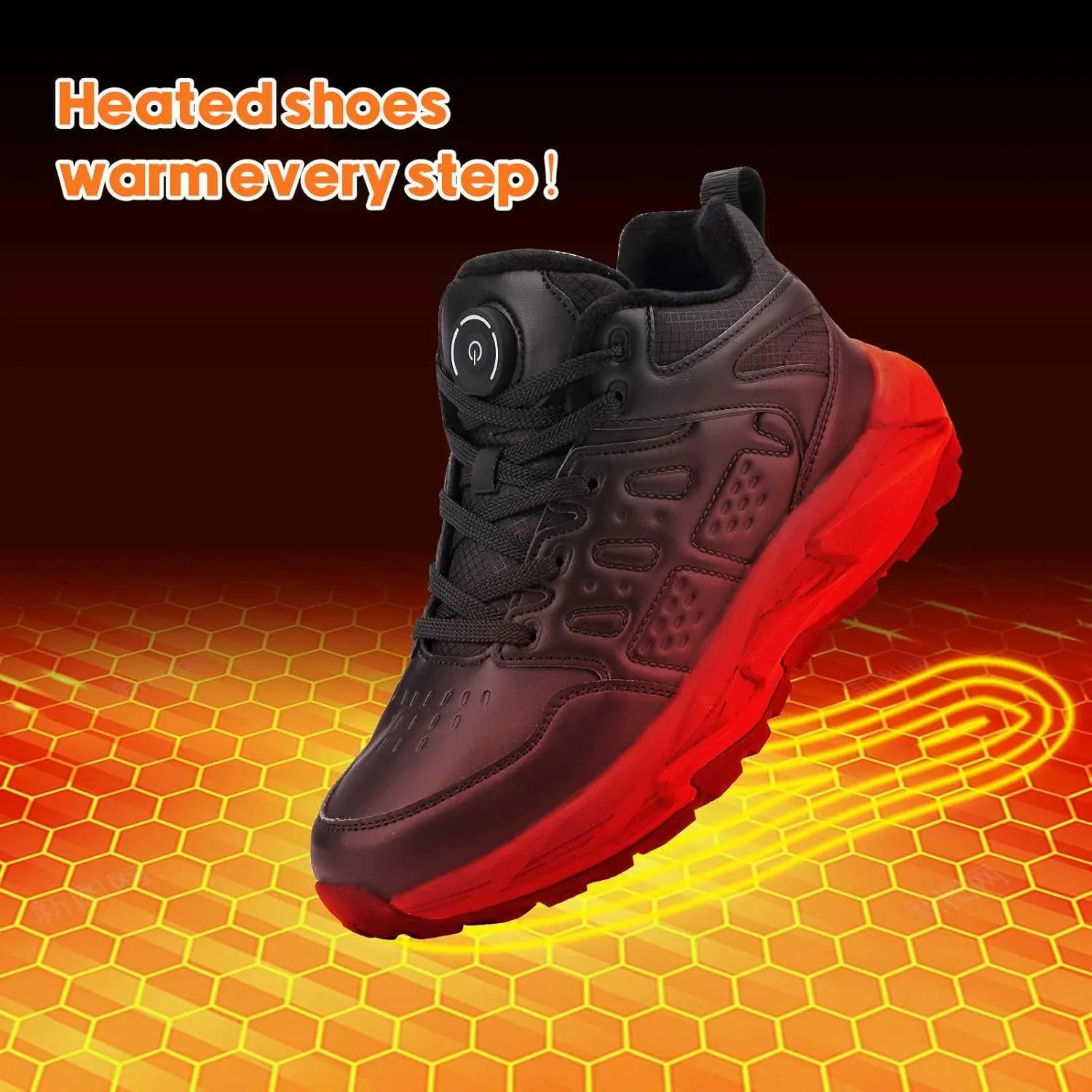 Electric Heated Shoes for Women Men - Rechargeable Heated Sneakers with 3 Heating Levels 4000mAh Battery Feet Warmers Non Slip Waterproof Heated Sports Shoes for Winter Outdoor Work Sports