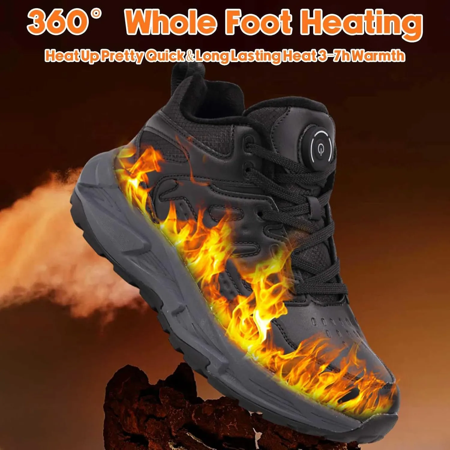 Electric Heated Shoes for Women Men - Rechargeable Heated Sneakers with 3 Heating Levels 4000mAh Battery Feet Warmers Non Slip Waterproof Heated Sports Shoes for Winter Outdoor Work Sports