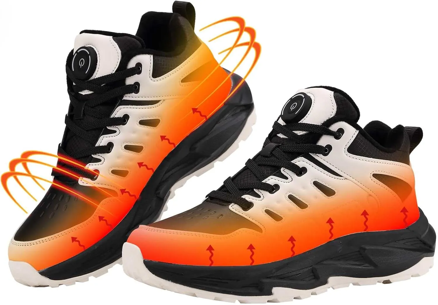 Electric Heated Shoes for Women Men - Rechargeable Heated Sneakers with 3 Heating Levels Feet Warmers Non Slip Waterproof Heated Sports Shoes for Outdoor Work Sports Hiking