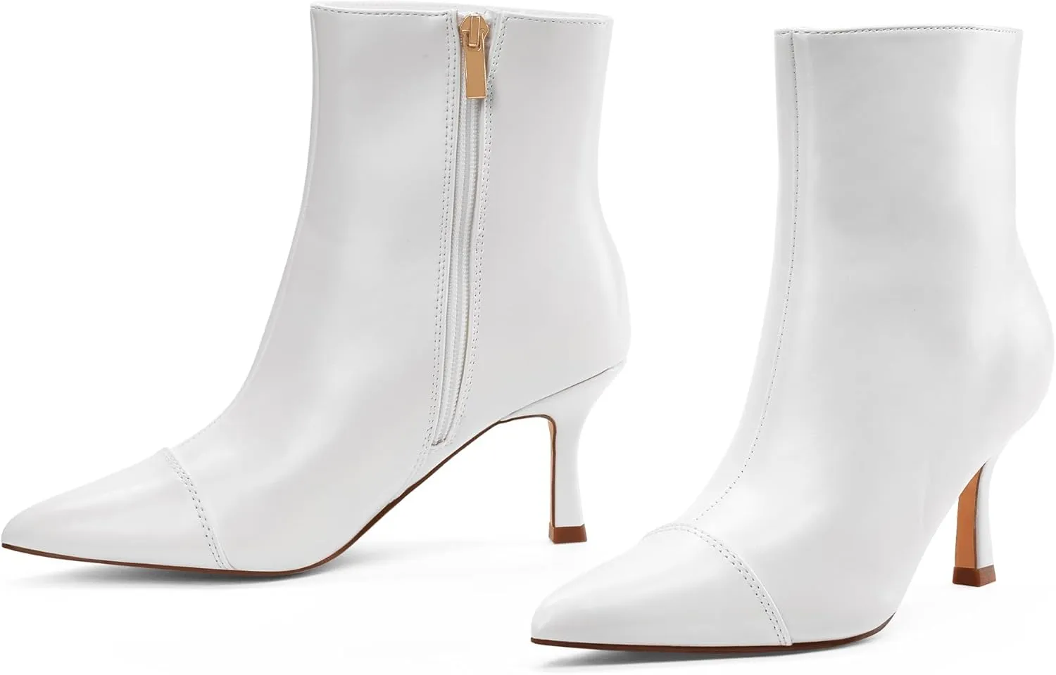 Elisabet Tang Ankle Boots Booties for Women Pointed Toe 3 Inches Heel Dress Comfy with Side Zipper Mide Calf Dat Work Formal Winter Fall