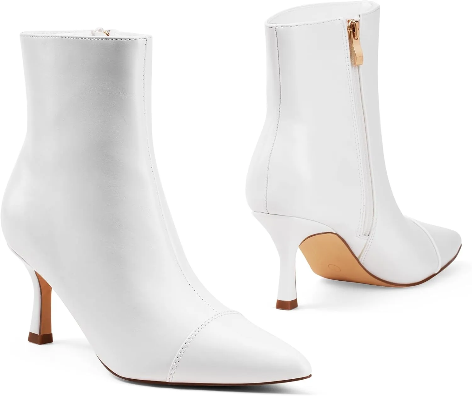 Elisabet Tang Ankle Boots Booties for Women Pointed Toe 3 Inches Heel Dress Comfy with Side Zipper Mide Calf Dat Work Formal Winter Fall