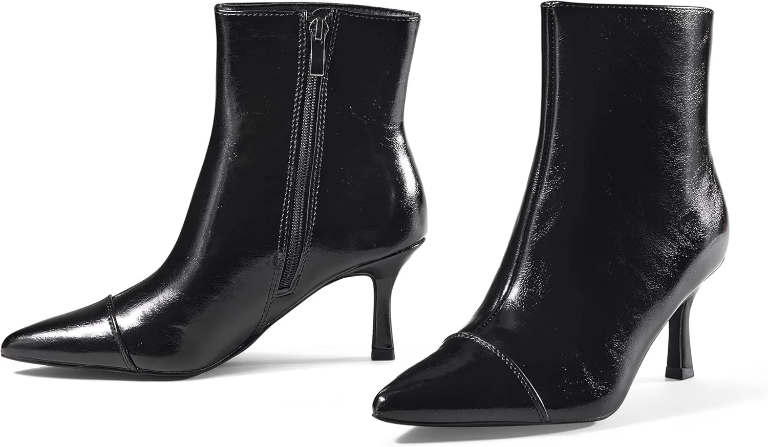 Elisabet Tang Ankle Boots Booties for Women Pointed Toe 3 Inches Heel Dress Comfy with Side Zipper Mide Calf Dat Work Formal Winter Fall
