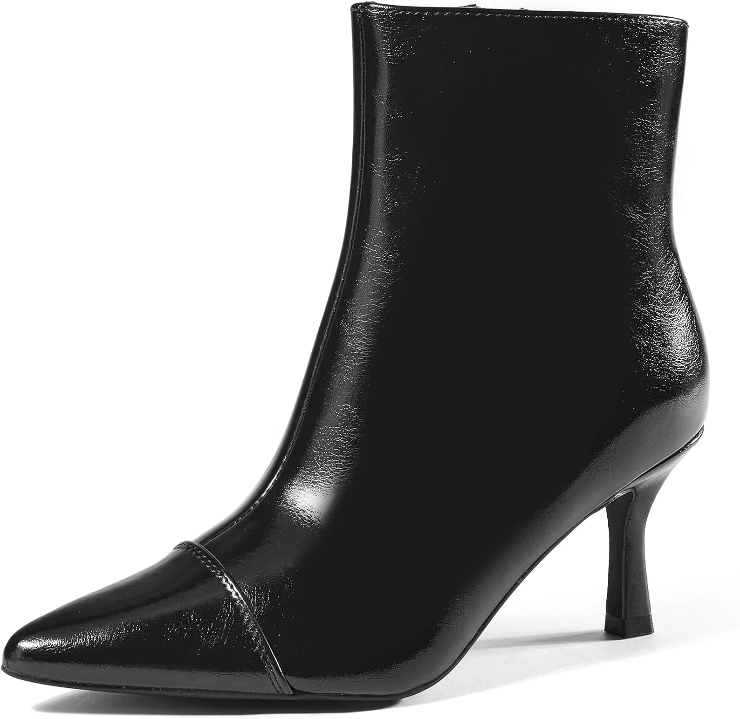Elisabet Tang Ankle Boots Booties for Women Pointed Toe 3 Inches Heel Dress Comfy with Side Zipper Mide Calf Dat Work Formal Winter Fall