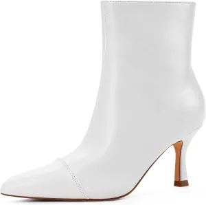 Elisabet Tang Ankle Boots Booties for Women Pointed Toe 3 Inches Heel Dress Comfy with Side Zipper Mide Calf Dat Work Formal Winter Fall