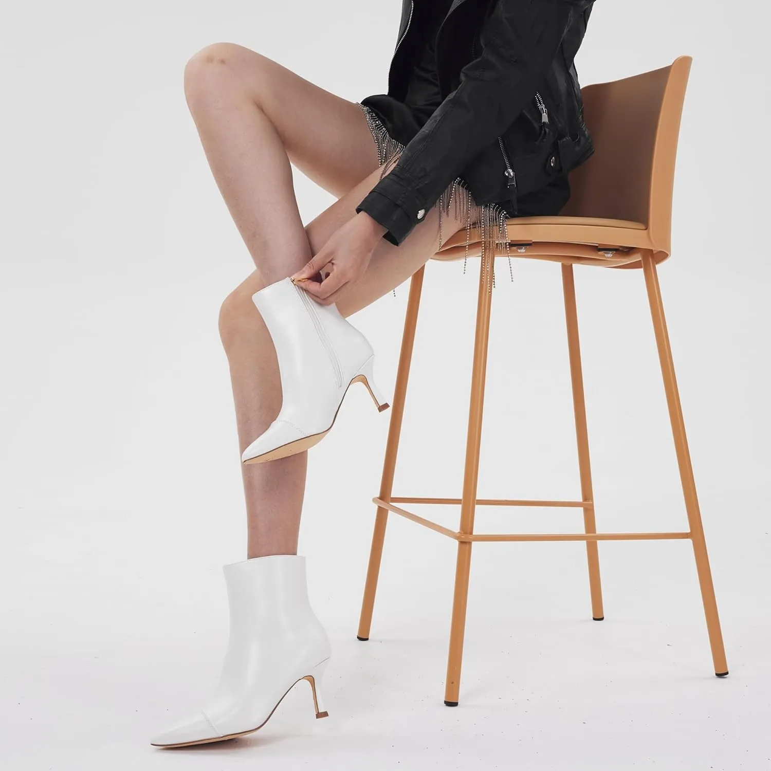 Elisabet Tang Ankle Boots Booties for Women Pointed Toe 3 Inches Heel Dress Comfy with Side Zipper Mide Calf Dat Work Formal Winter Fall
