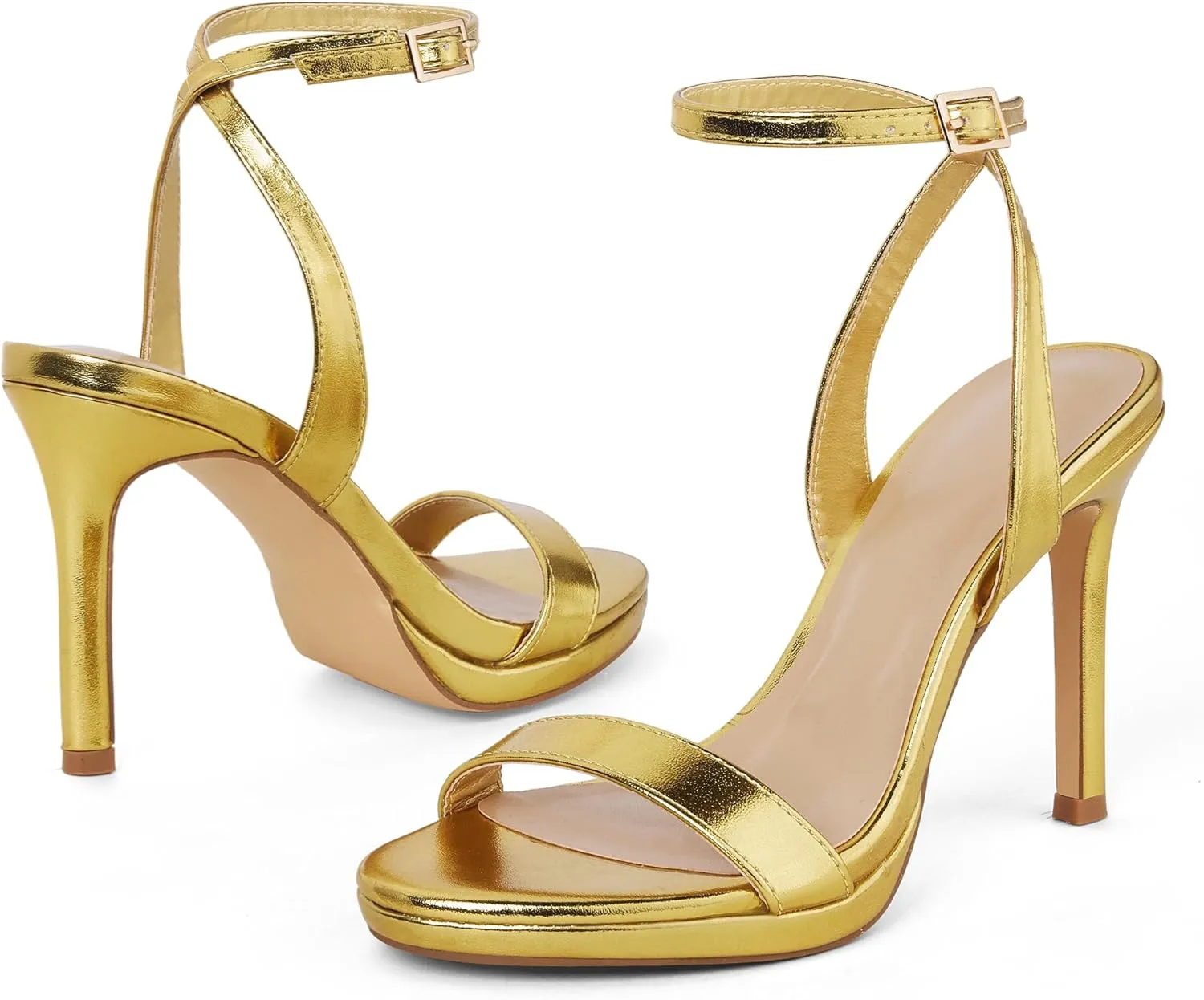 Elisabet Tang Women's Open Toe Heeled Sandals Round Toe Shoes Stiletto Heels Strappy Sandals For Women Sexy Dress Shoes