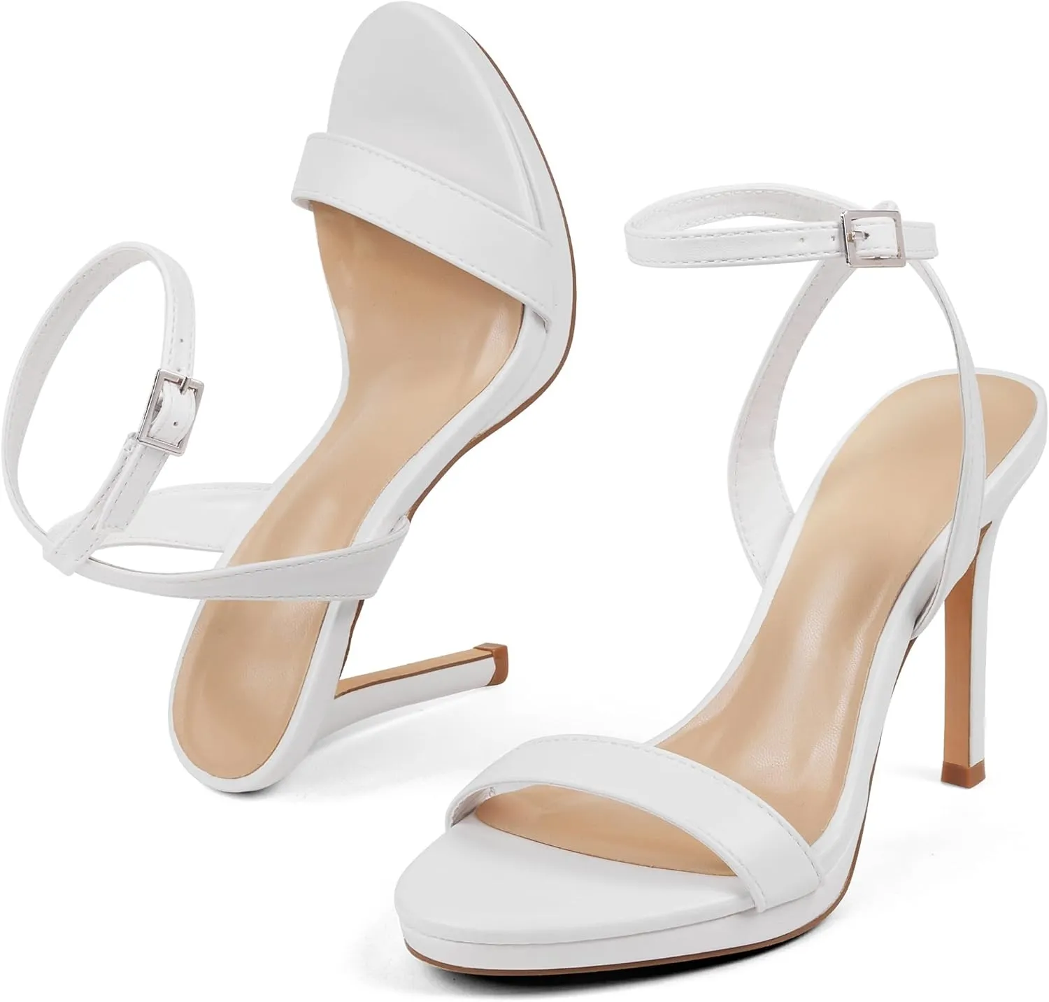 Elisabet Tang Women's Open Toe Heeled Sandals Round Toe Shoes Stiletto Heels Strappy Sandals For Women Sexy Dress Shoes
