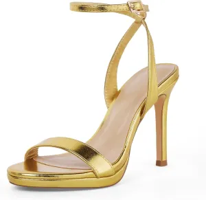 Elisabet Tang Women's Open Toe Heeled Sandals Round Toe Shoes Stiletto Heels Strappy Sandals For Women Sexy Dress Shoes