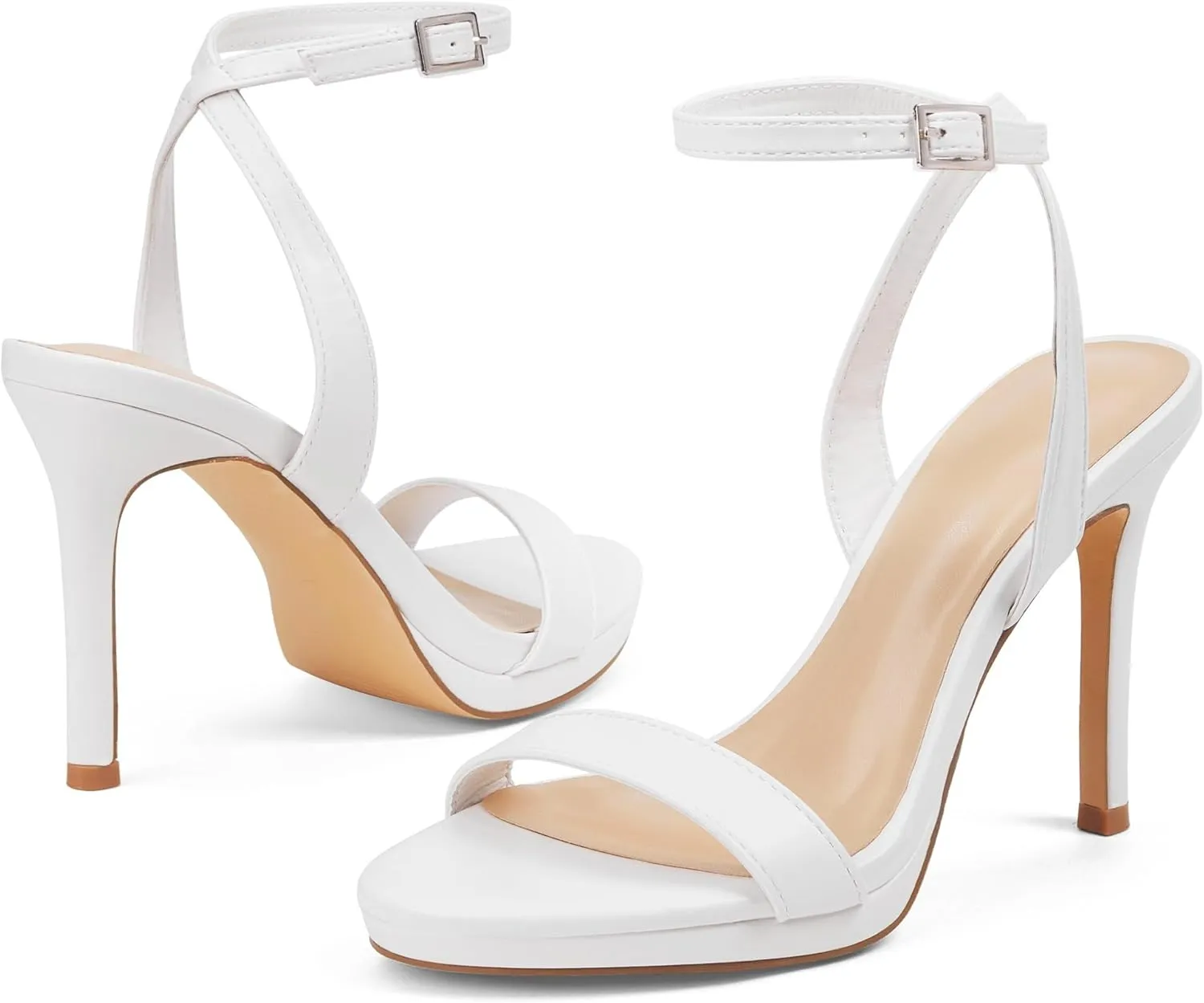 Elisabet Tang Women's Open Toe Heeled Sandals Round Toe Shoes Stiletto Heels Strappy Sandals For Women Sexy Dress Shoes