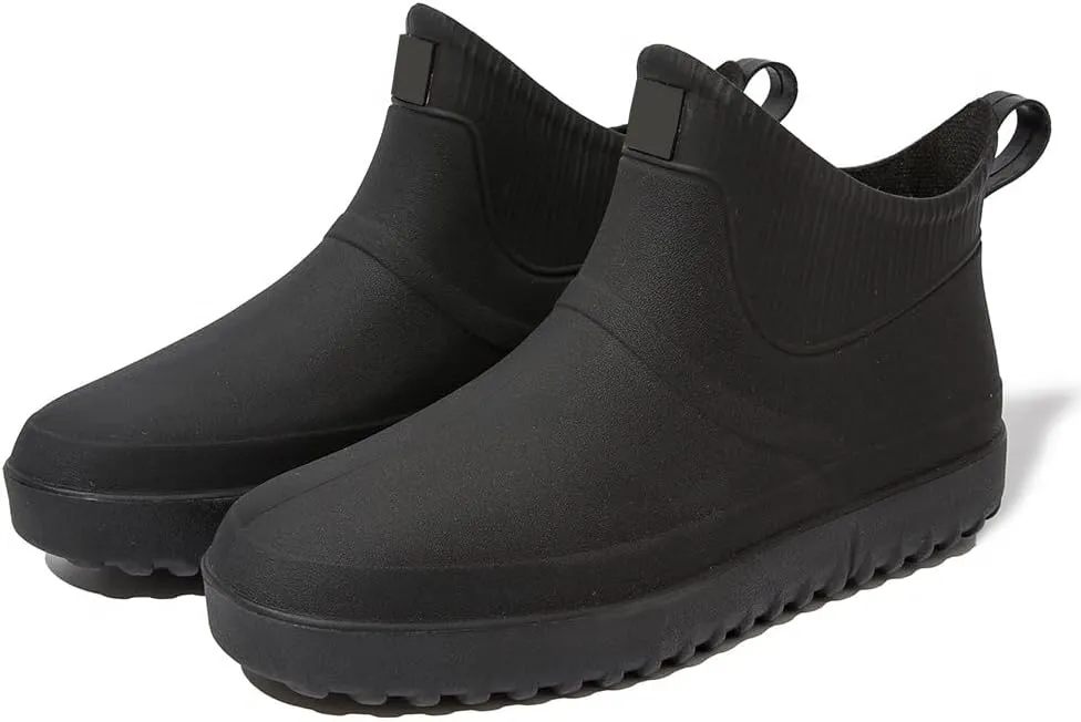 Enelauge Men's Outdoor Waterproof Rain Short Ankle Boots Nonslip Rubber Rain Car Wash Footwear Garden Shoes