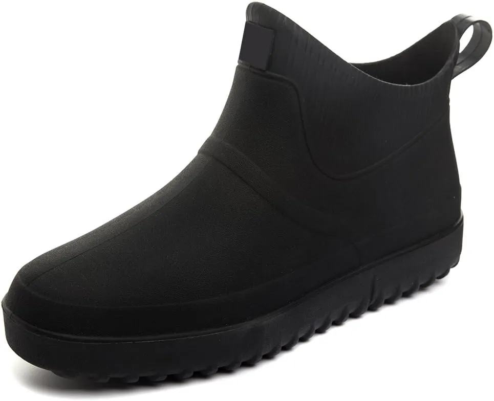 Enelauge Men's Outdoor Waterproof Rain Short Ankle Boots Nonslip Rubber Rain Car Wash Footwear Garden Shoes