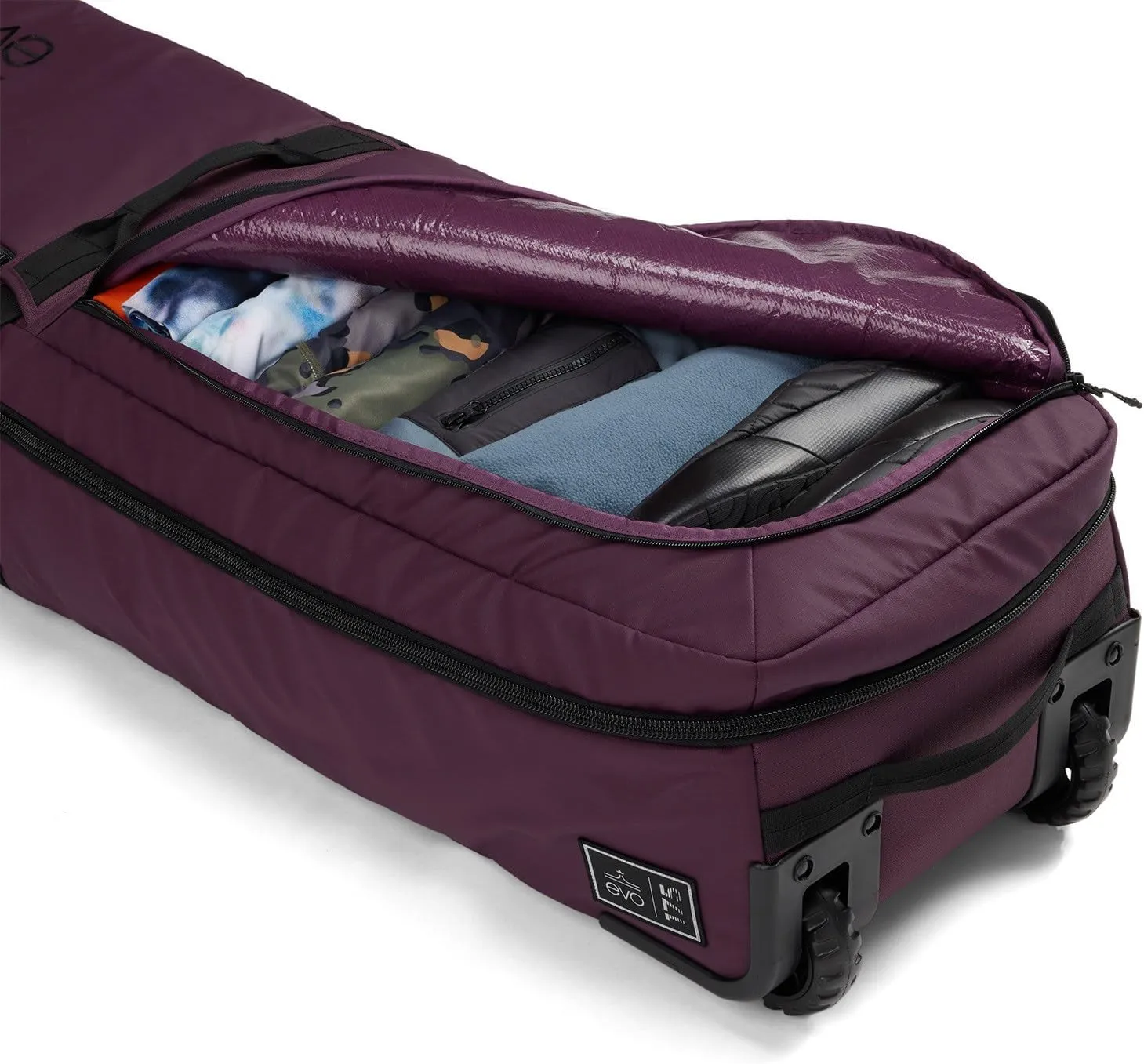 evo Deluxe Ski and Snowboard Roller Bag & Packing Cube - TSA Compliant - Holds Up to Two Setups, Any Combination of Skis, Snowboards, Bindings, Boots, Poles, and Gear