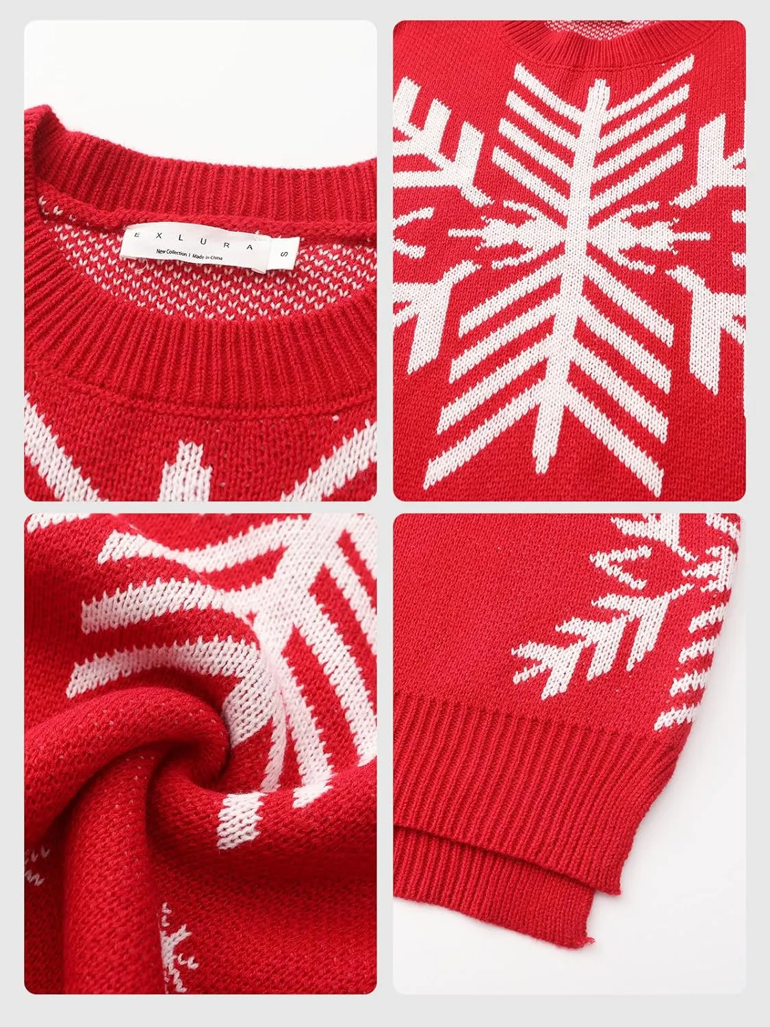 EXLURA Patterns Reindeer Ugly Christmas Sweater Jumper Pullover Tops