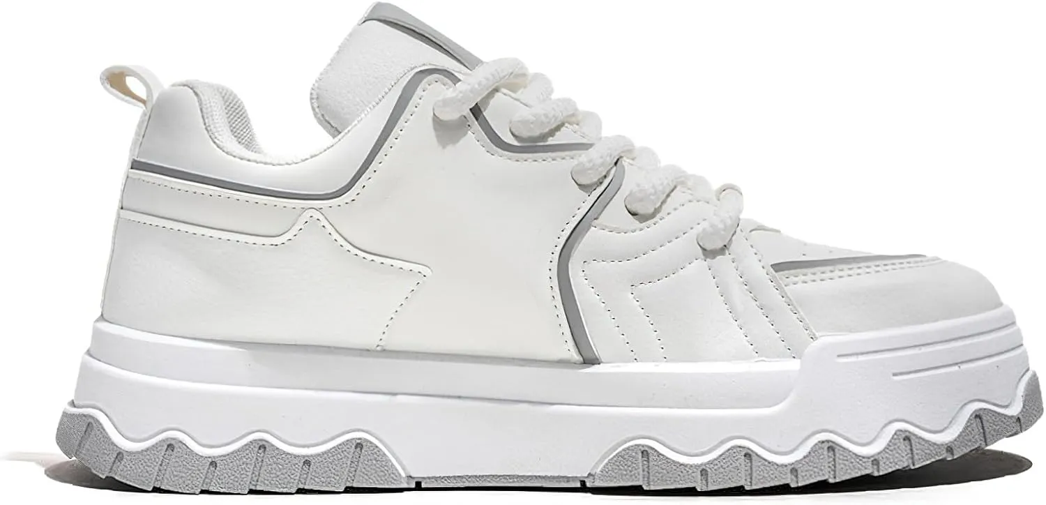 Exusiai Men Chunky Sneakers Fashion Star Y2K Shoes Platform Dad Shoes Comfortable White&Black Loafers