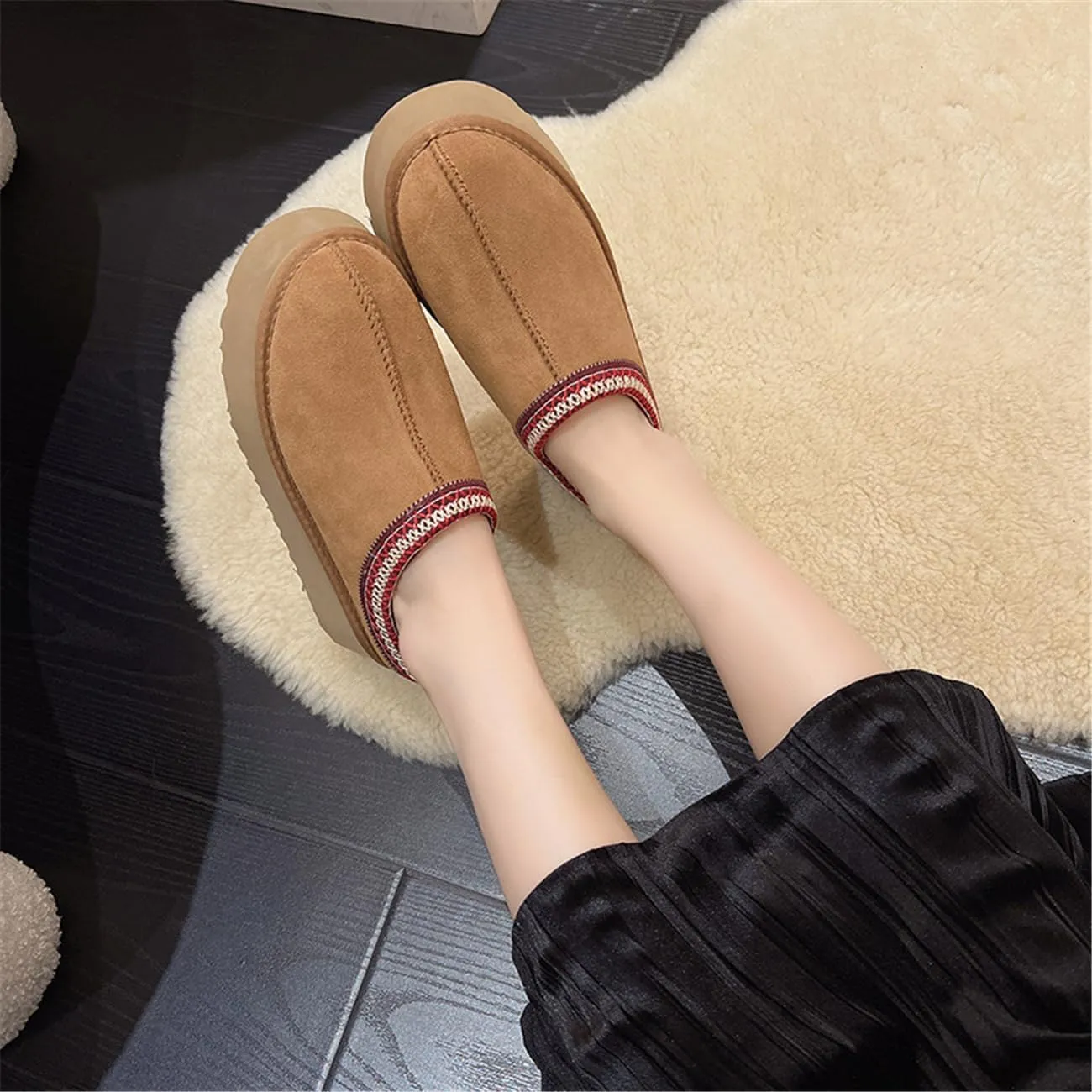 Fashion Platform Slippers for kids Fur Fleece Lined Short Ankle Boot boy girl Comfortable Warm Outdoor Indoor Home Non slip fuzzy big Little Kid Mini Boots