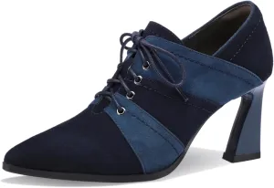 Faux Suede Ankle Boots for Women Chunky Lace up Pointed Toe Extra Wide Booties Botas Para Mujer High Heels Dress Warm Lined Classic Ladies Comfortable Dressy 3 Inch Boot