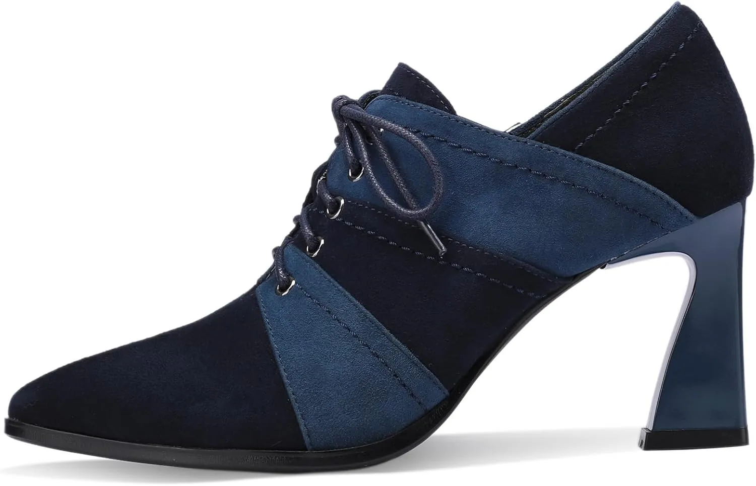 Faux Suede Ankle Boots for Women Chunky Lace up Pointed Toe Extra Wide Booties Botas Para Mujer High Heels Dress Warm Lined Classic Ladies Comfortable Dressy 3 Inch Boot