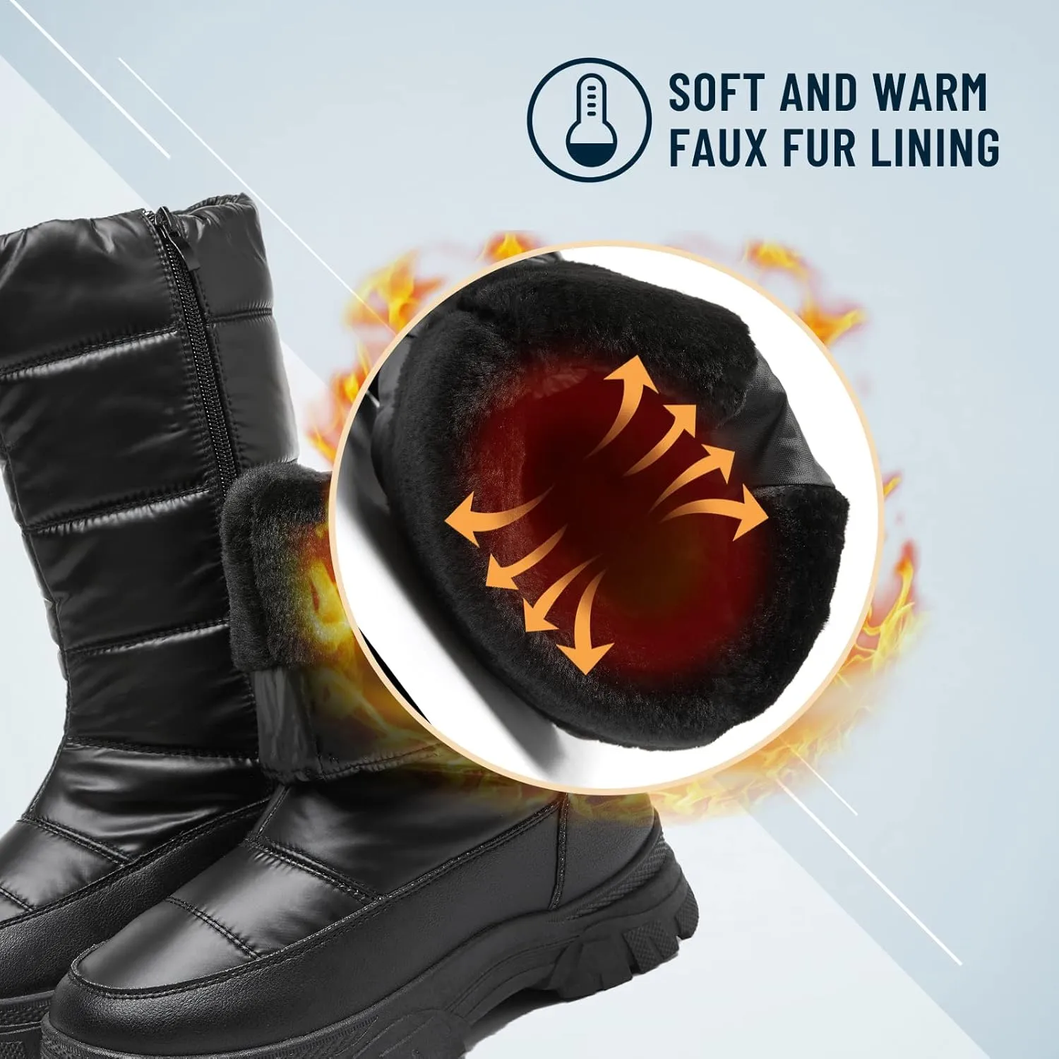 FINIWOR Womens Snow Boots Waterproof Mid Calf Winter Boots for Women Warm Faux Fur Lined Boots Side Zipper Non-Slip Boots
