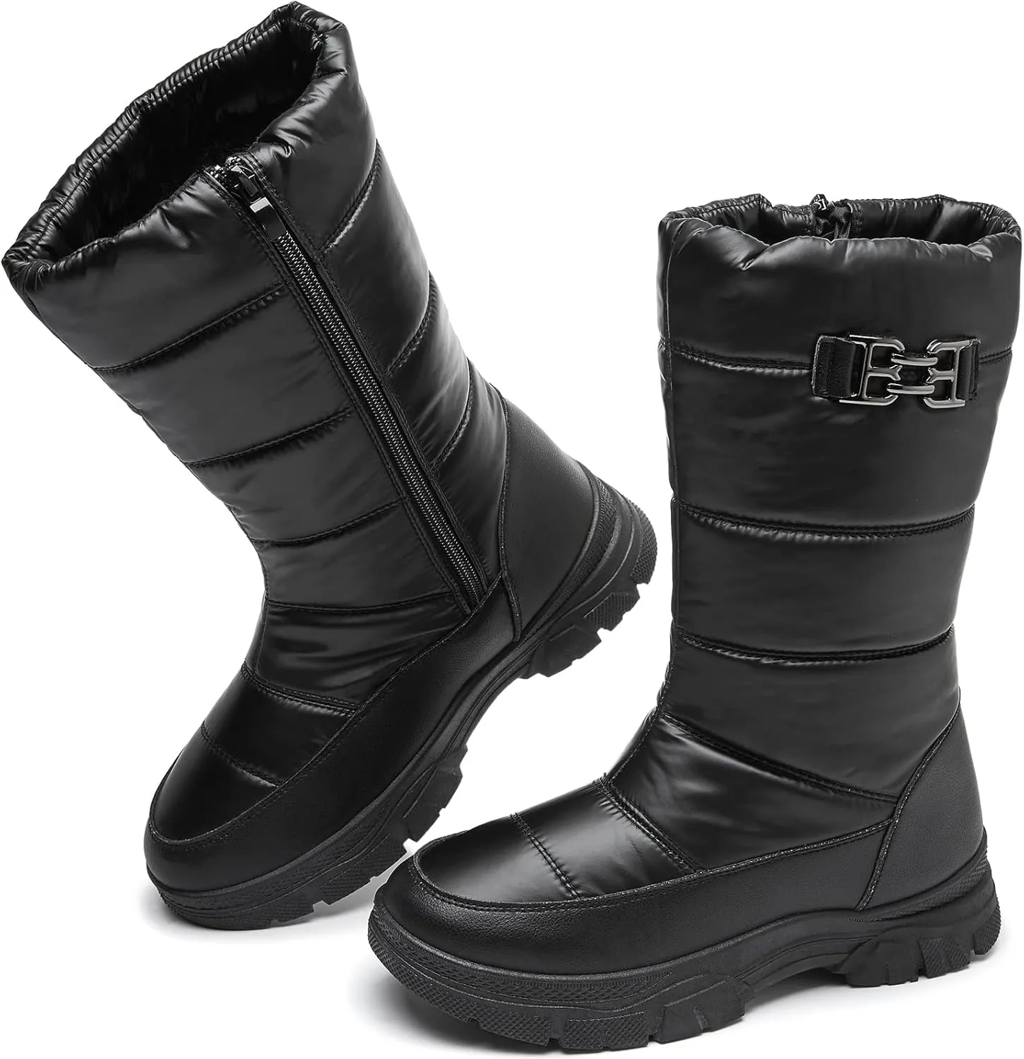 FINIWOR Womens Snow Boots Waterproof Mid Calf Winter Boots for Women Warm Faux Fur Lined Boots Side Zipper Non-Slip Boots