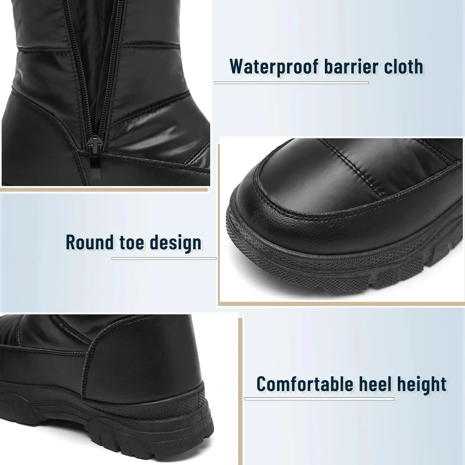 FINIWOR Womens Snow Boots Waterproof Mid Calf Winter Boots for Women Warm Faux Fur Lined Boots Side Zipper Non-Slip Boots