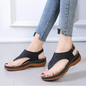 Flat Sandals for Women Comfort Thong Style Flip Flops with Buckle Ankle Strap Summer Clip Toe Sandals with Arch Support Outdoor Beach Shoes,Black,US8/EU39
