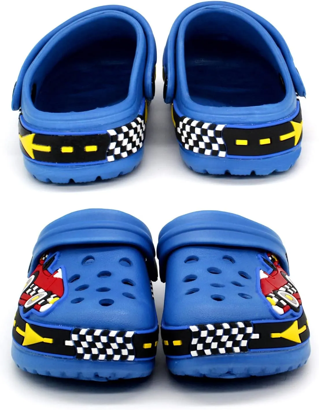FolHaoth Toddlers Cute Cartoon Excavator Racecar Pattern Boys Girls Clogs Slip On Lightweight Breathable Kids Sandals Non Slip Indoor Outdoor Beach Pool Shower Slippers Shoes