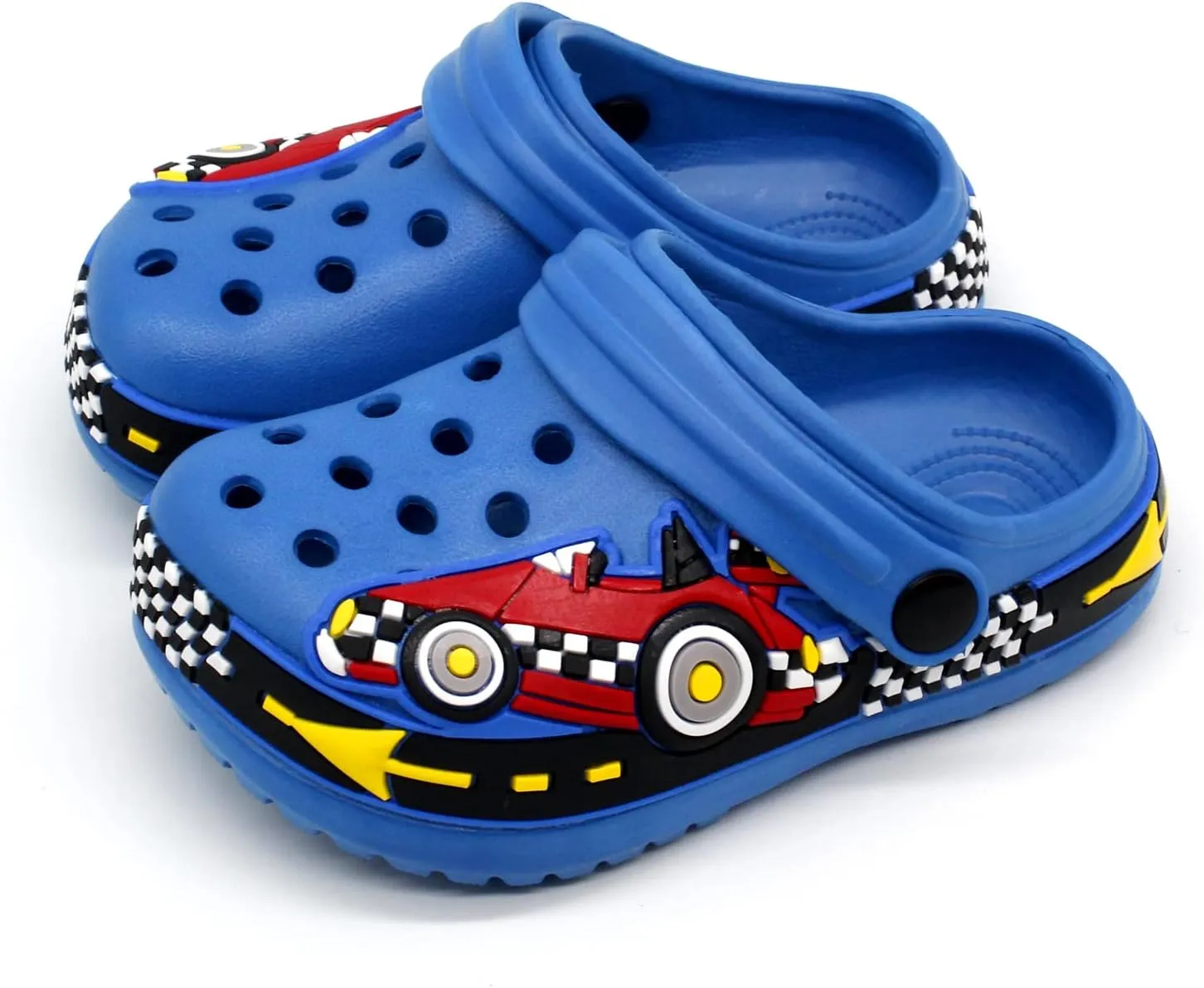 FolHaoth Toddlers Cute Cartoon Excavator Racecar Pattern Boys Girls Clogs Slip On Lightweight Breathable Kids Sandals Non Slip Indoor Outdoor Beach Pool Shower Slippers Shoes