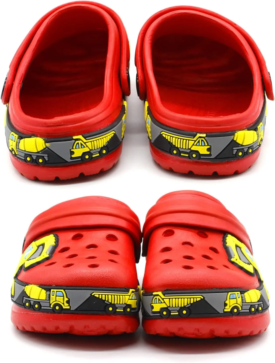 FolHaoth Toddlers Cute Cartoon Excavator Racecar Pattern Boys Girls Clogs Slip On Lightweight Breathable Kids Sandals Non Slip Indoor Outdoor Beach Pool Shower Slippers Shoes
