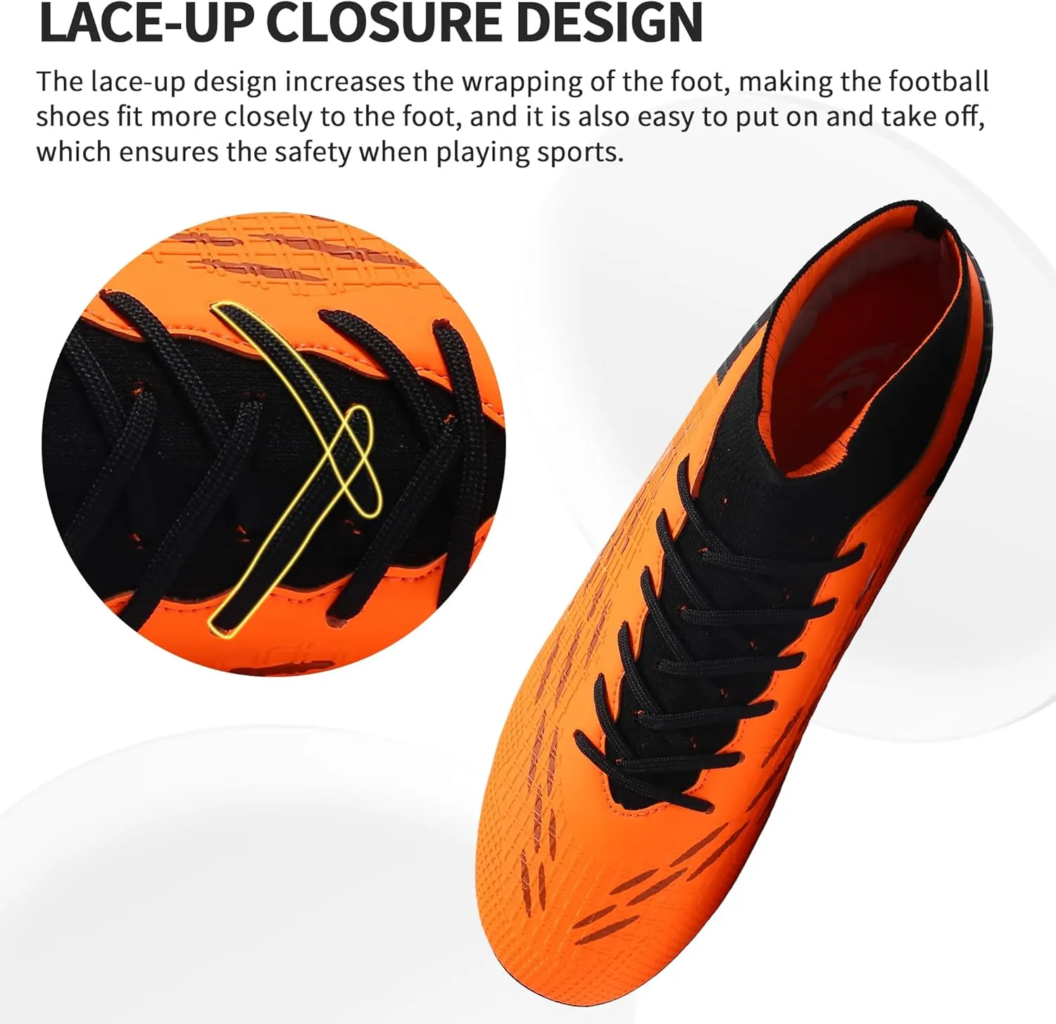 Football Cleats Men, Indoor Outdoor High Top Soccer Shoes Lightweight Shock Resistant Training Boots Breathable Professional Turf Shoes Sport Athletic Ground Football Boots FG Soccer Cleats for Men