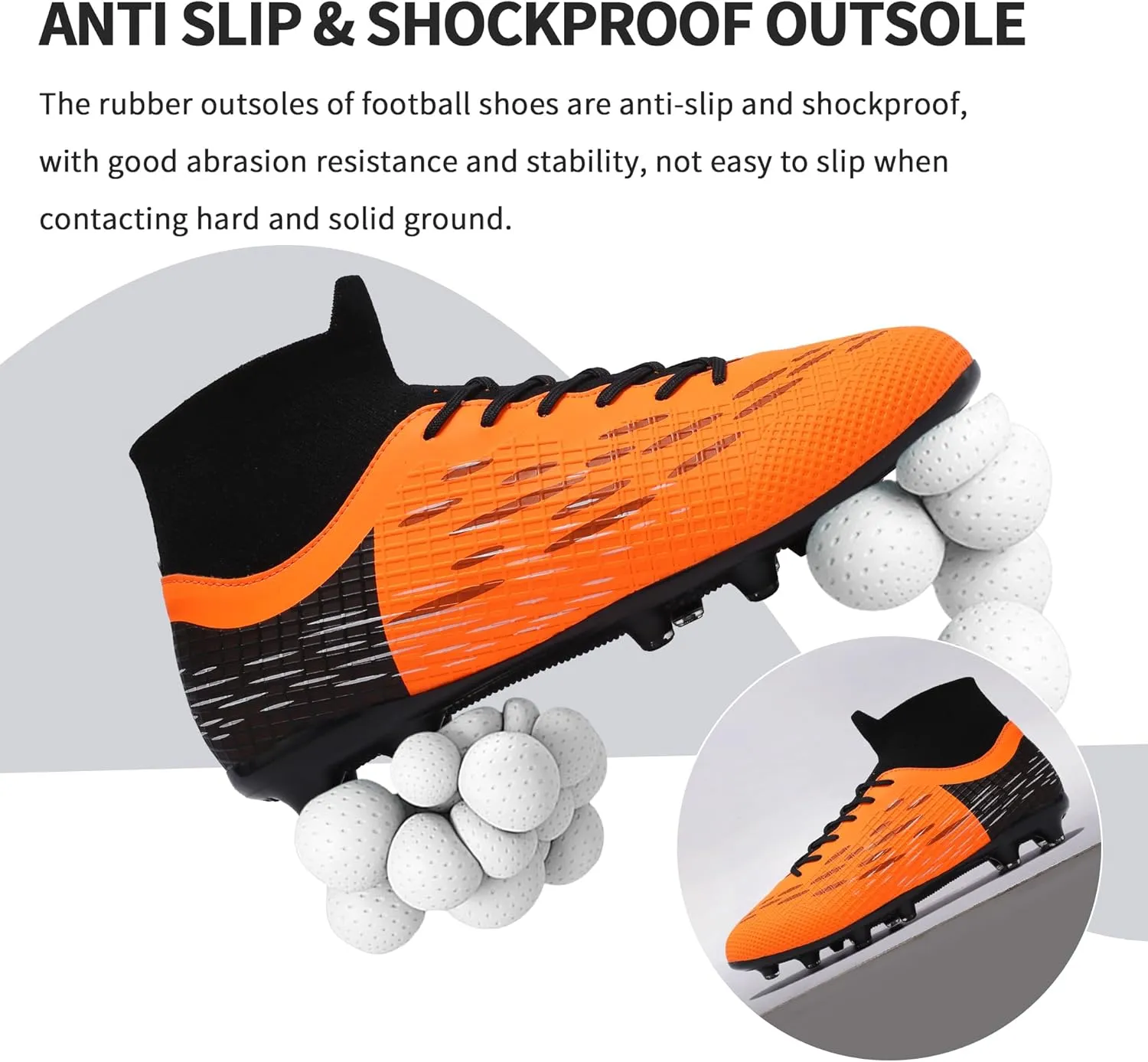 Football Cleats Men, Indoor Outdoor High Top Soccer Shoes Lightweight Shock Resistant Training Boots Breathable Professional Turf Shoes Sport Athletic Ground Football Boots FG Soccer Cleats for Men