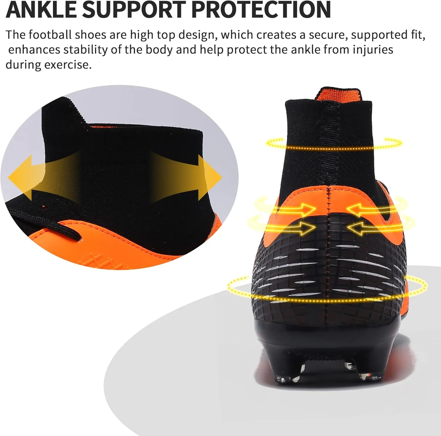 Football Cleats Men, Indoor Outdoor High Top Soccer Shoes Lightweight Shock Resistant Training Boots Breathable Professional Turf Shoes Sport Athletic Ground Football Boots FG Soccer Cleats for Men