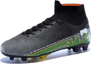 Football Cleats Men, Indoor Outdoor High Top Soccer Shoes Lightweight Shock Resistant Training Boots Breathable Professional Turf Shoes Sport Athletic Ground Football Boots FG Soccer Cleats for Men