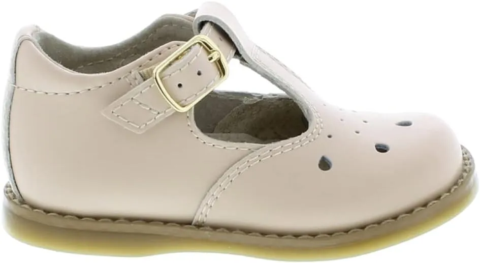 FOOTMATES Harper Mary Jane T-Strap Girls Flat Leather Walking Shoes with Custom-Fit Insoles, Slip-Resistant Non-Marking Outsoles - for Toddlers and Little Kids, Ages 1-8