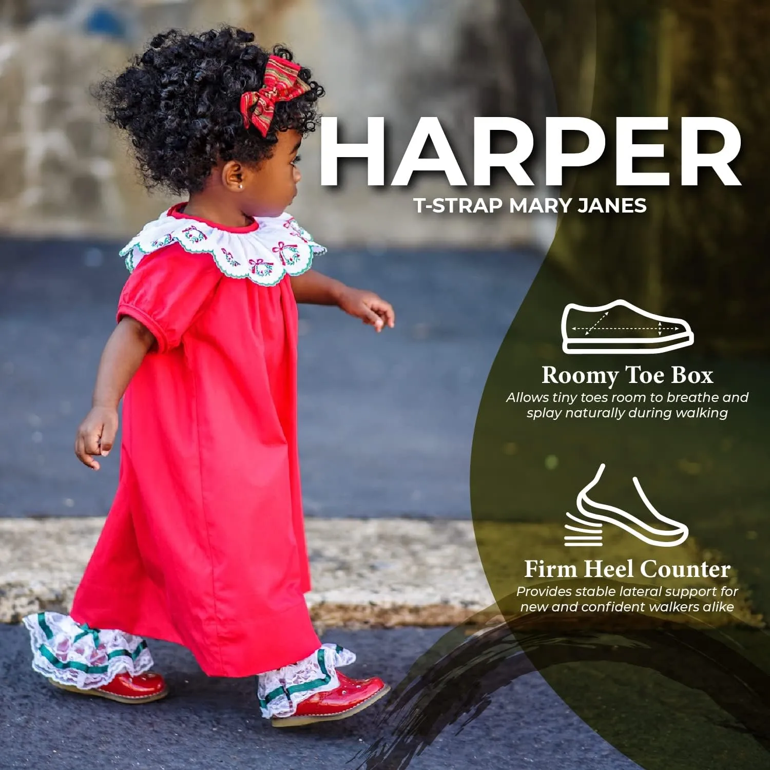 FOOTMATES Harper Mary Jane T-Strap Girls Flat Leather Walking Shoes with Custom-Fit Insoles, Slip-Resistant Non-Marking Outsoles - for Toddlers and Little Kids, Ages 1-8