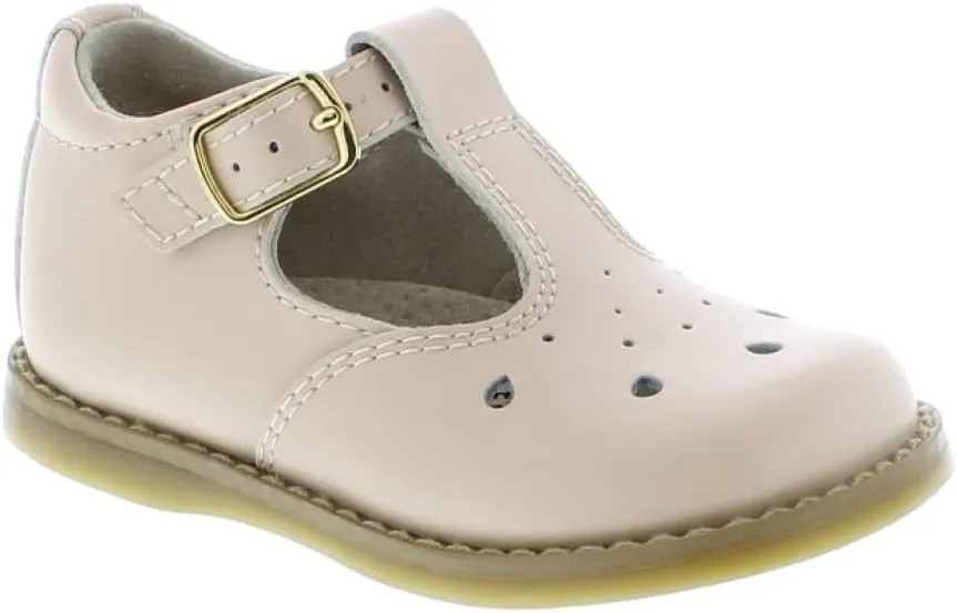 FOOTMATES Harper Mary Jane T-Strap Girls Flat Leather Walking Shoes with Custom-Fit Insoles, Slip-Resistant Non-Marking Outsoles - for Toddlers and Little Kids, Ages 1-8