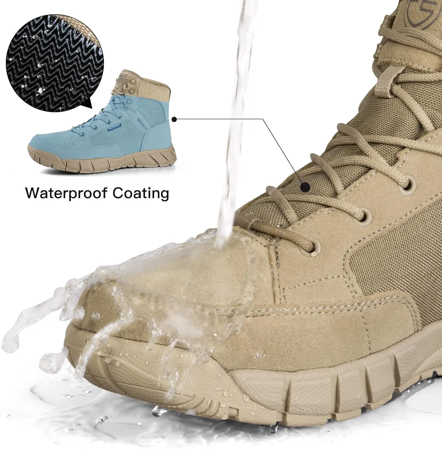 FREE SOLDIER Hiking Work Boots Men's Tactical Boots 6 Inches Waterproof Military Boots Outdoors Desert Boots