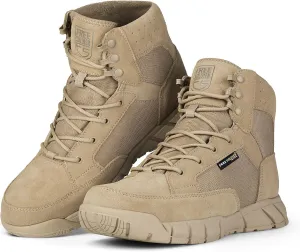 FREE SOLDIER Waterproof Hiking Work Boots Men's Tactical Boots 6 Inches Lightweight Military Boots Breathable Desert Boots(Tan 9.5W)