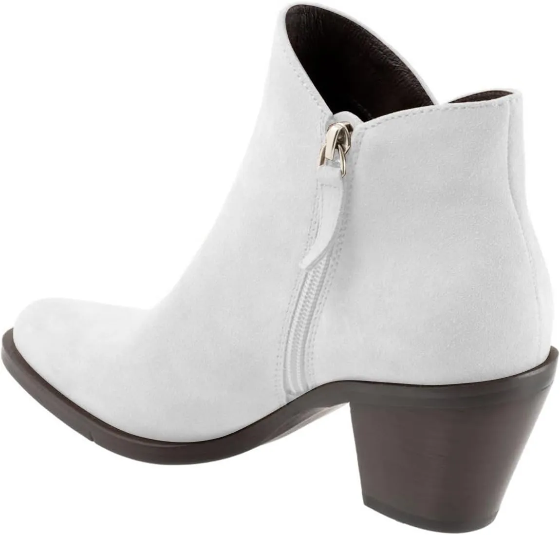 FSJ Women Low Chunky Stacked Heel Ankle Boots Closed Toe Split Shaft Booties with Side Zipper Stylish Casual Shoes Size 4-16 US