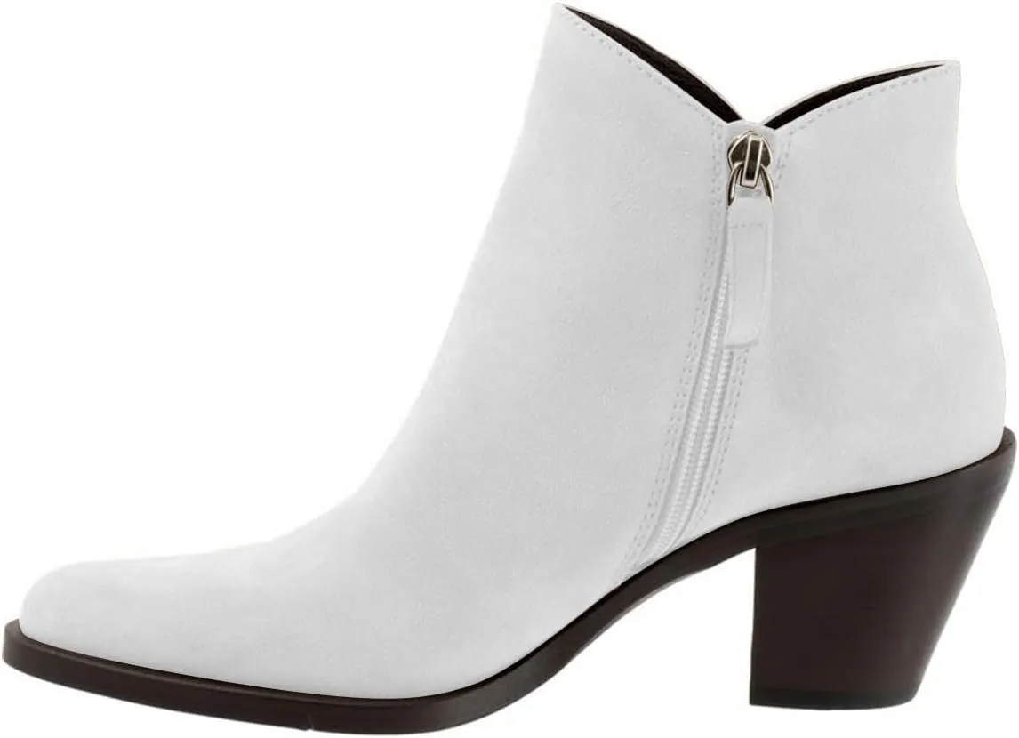 FSJ Women Low Chunky Stacked Heel Ankle Boots Closed Toe Split Shaft Booties with Side Zipper Stylish Casual Shoes Size 4-16 US