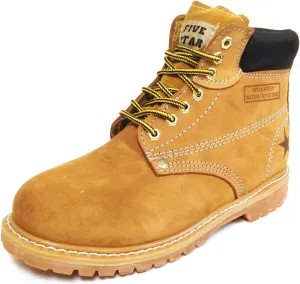 G6A33S Men's Nubuck Leather Tan 6" Lug Sole Slip Resisant Work Boots Width: Wide (W 2E)