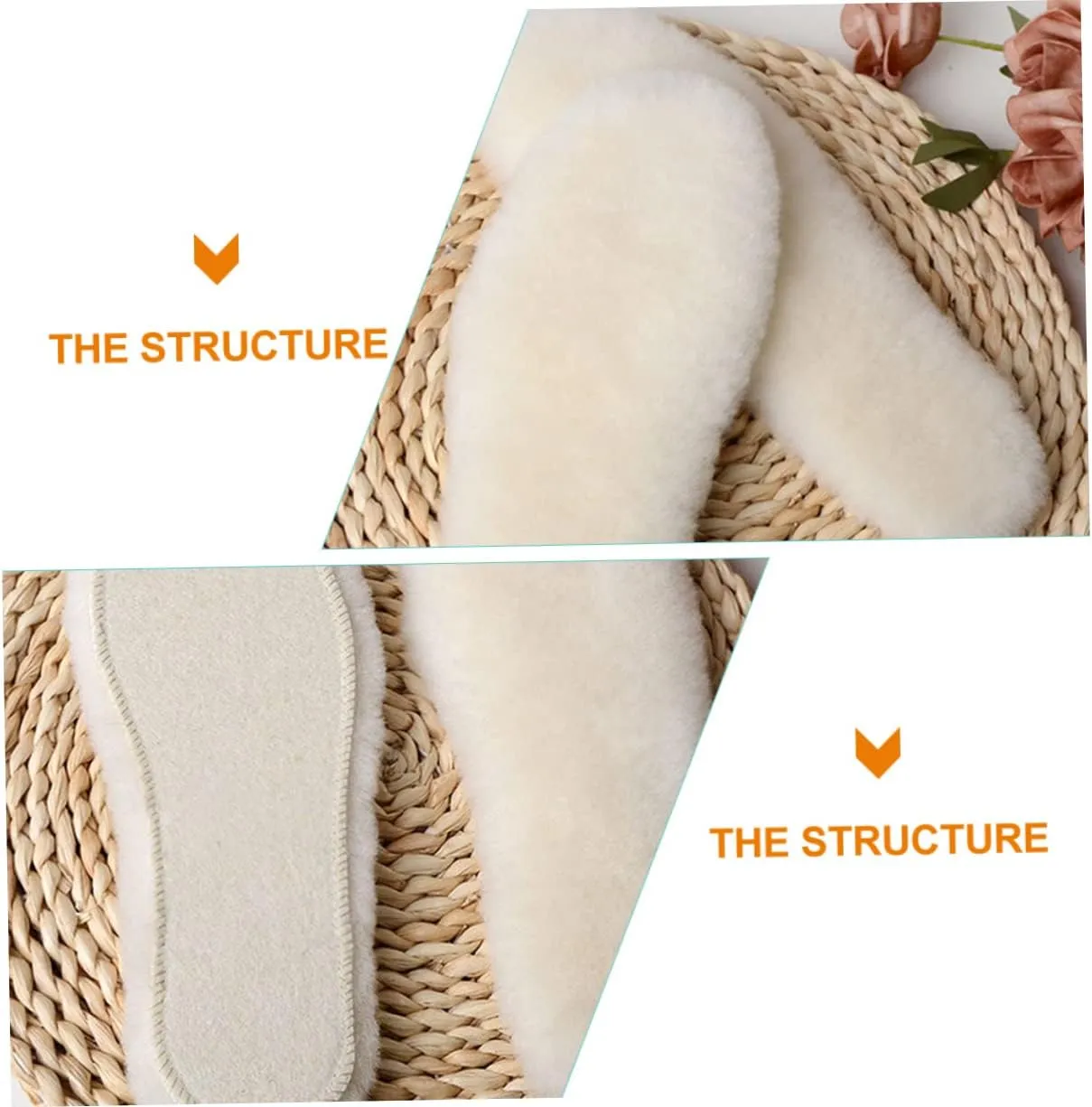 Gatuida Heel Pads for Shoes Wool Inserts for Boots Warm Fleece Insoles Sole Insoles