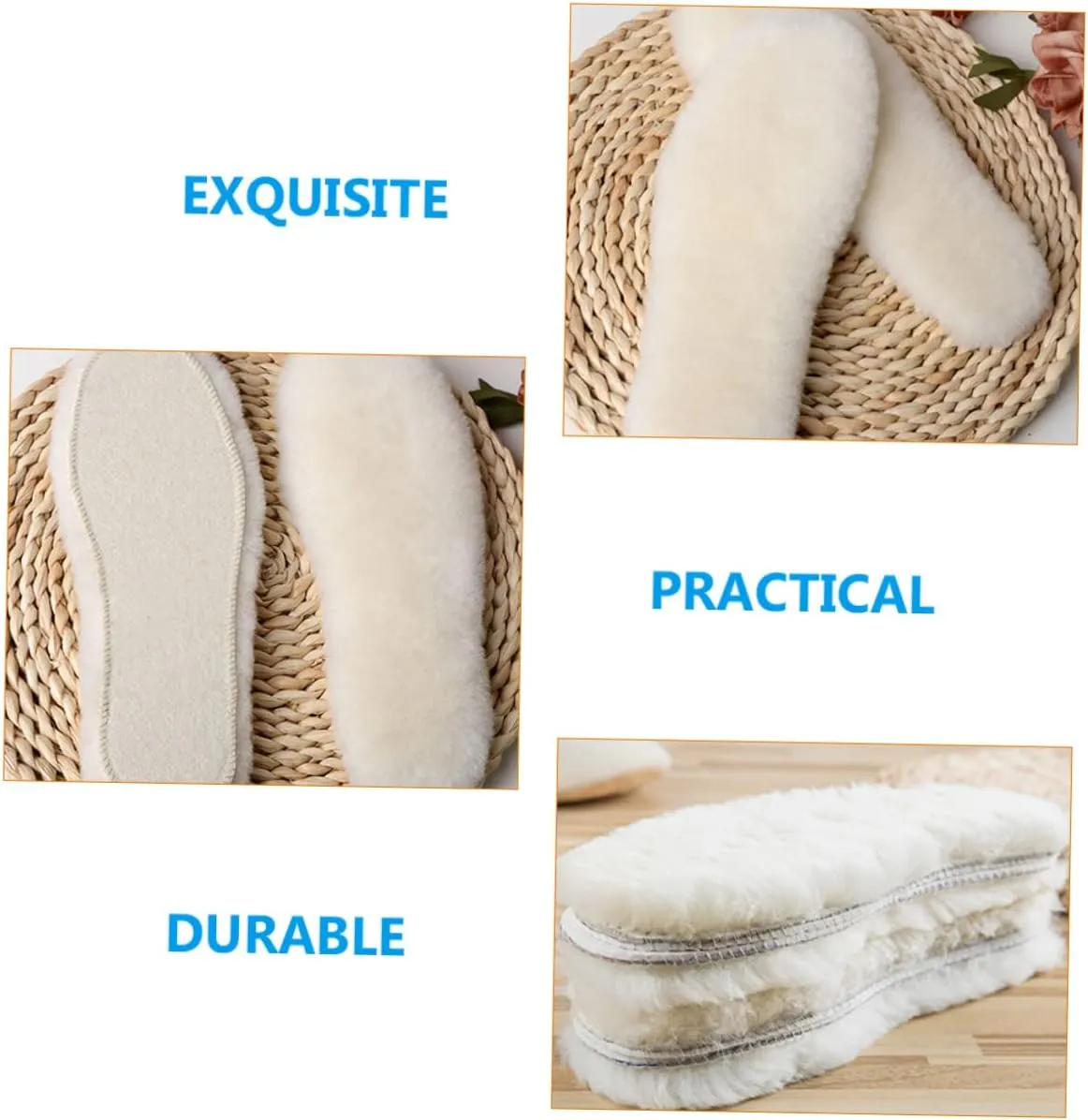 Gatuida Heel Pads for Shoes Wool Inserts for Boots Warm Fleece Insoles Sole Insoles