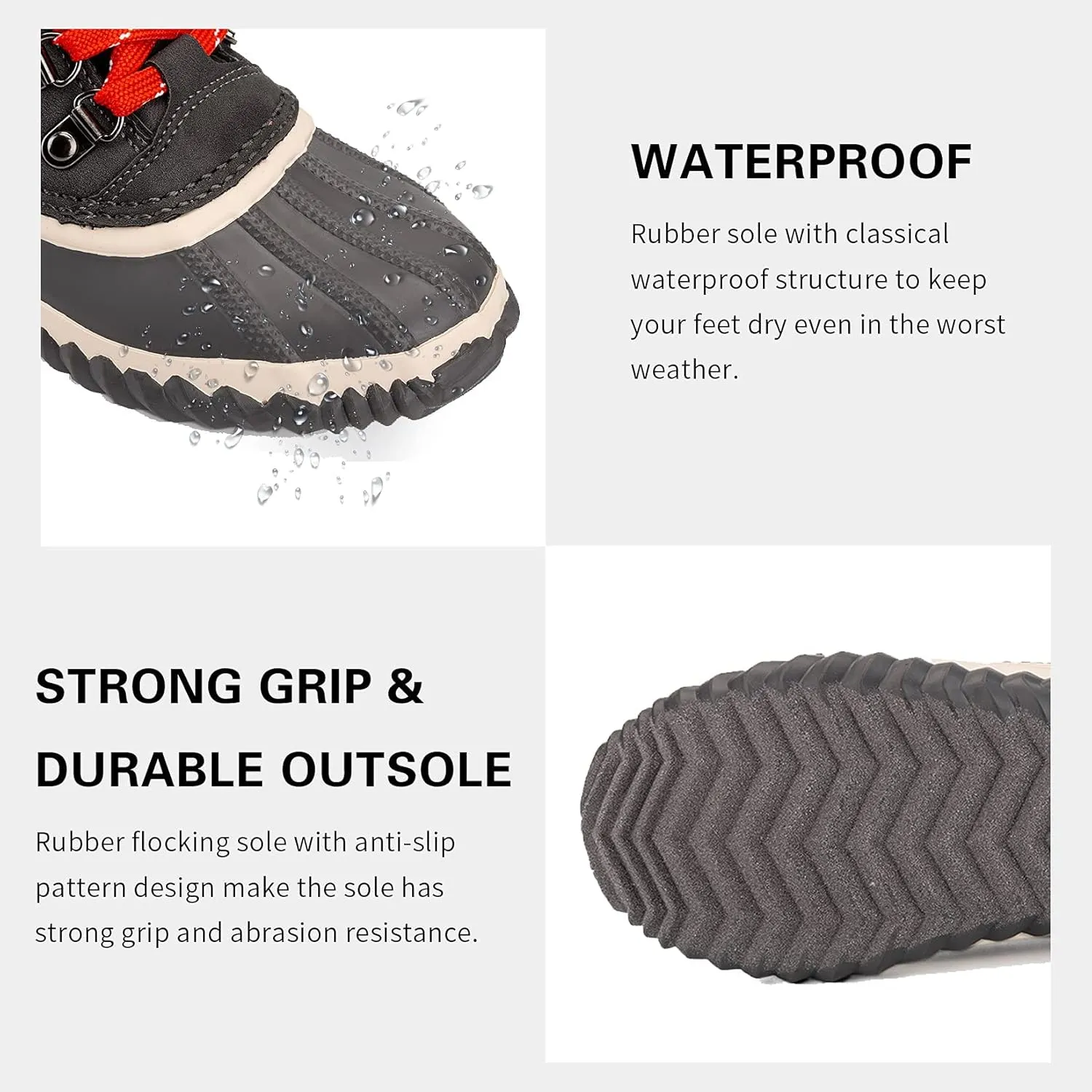 GAWBAW Womens Waterproof Winter Snow Boots - Warm Faux Fur Lined Lace up Duck Boots Ankle Rain Boots For Women