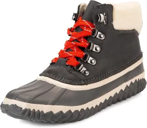 GAWBAW Womens Waterproof Winter Snow Boots - Warm Faux Fur Lined Lace up Duck Boots Ankle Rain Boots For Women