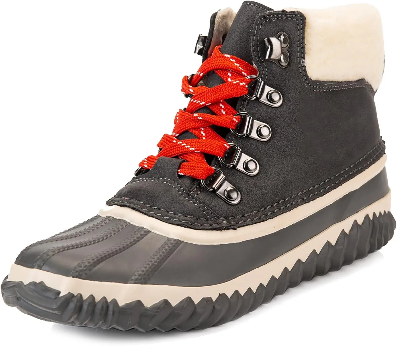 GAWBAW Womens Waterproof Winter Snow Boots - Warm Faux Fur Lined Lace up Duck Boots Ankle Rain Boots For Women