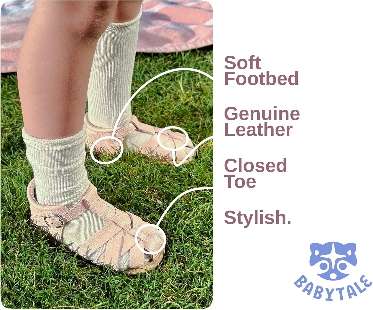 Genuine leather Closed Toe Girls' sandals for toddler/small kids