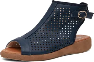 getmorebeauty Women's Platform Sandals Sling Wedge Sandals Hollow-Out Low Heel Open Toe Ankle Boots Cutout Shoes Slingback Sandals